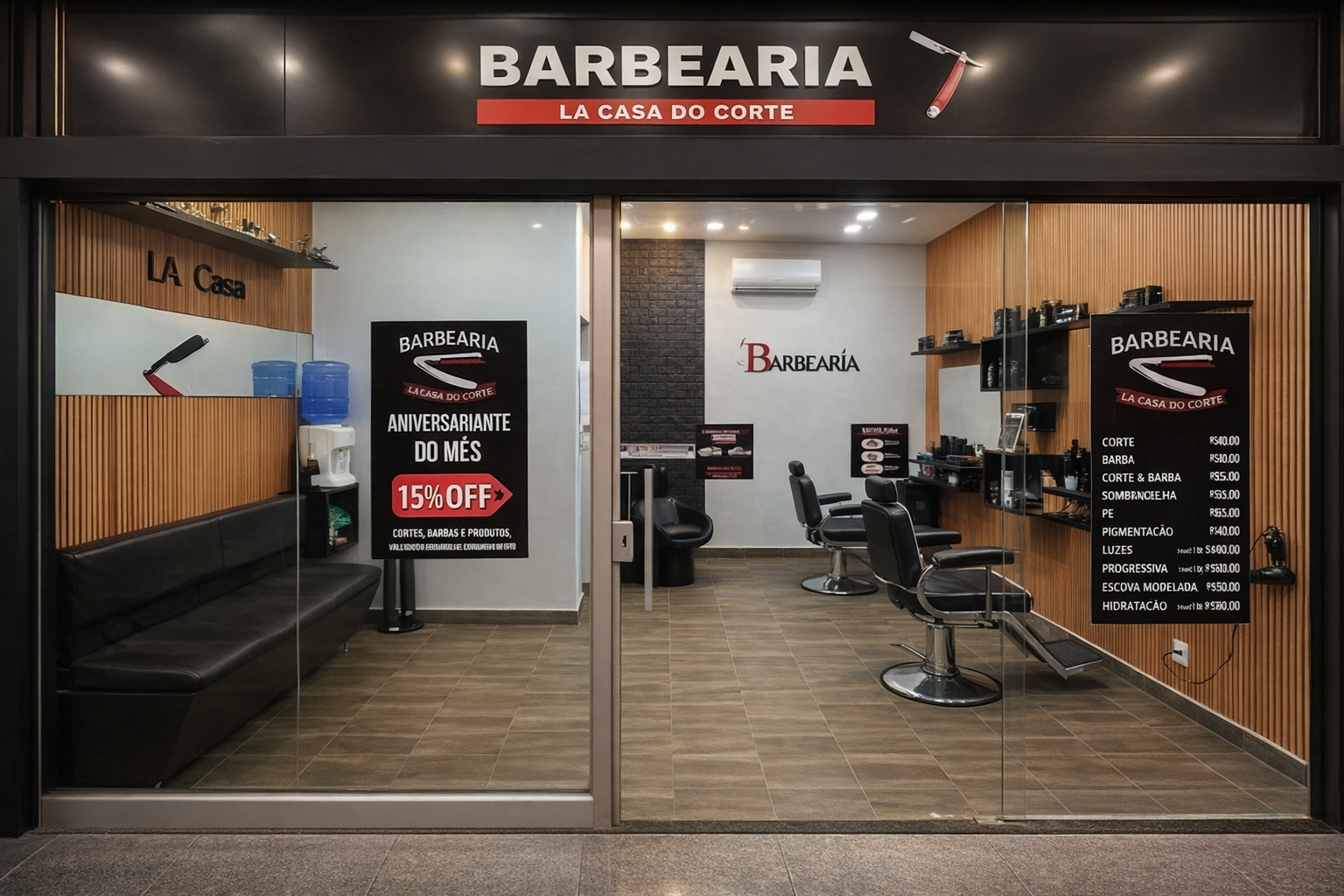 Interior da barbearia